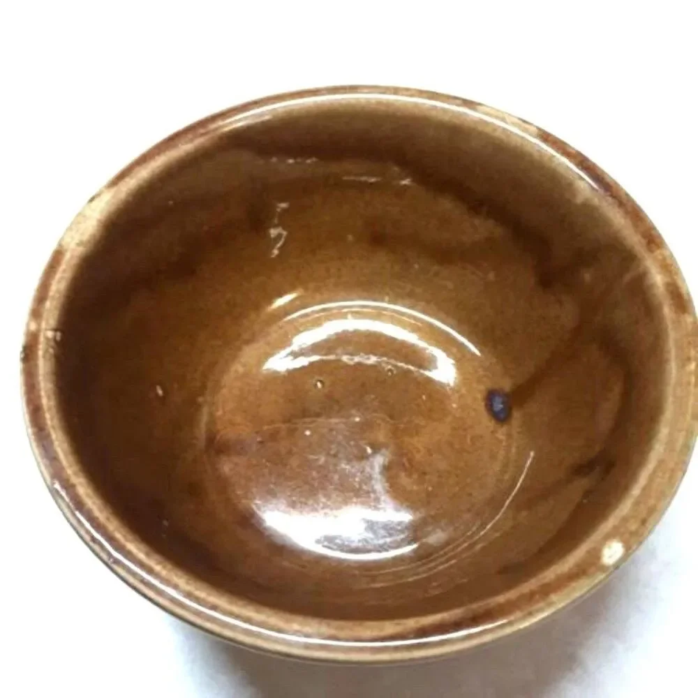 Ribbed Ceramic Pottery Mixing Bowl Brown Made in USA 5